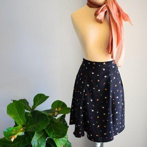 *SOLD* 90s Black Floral Mini Skater Skirt